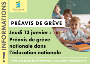 Read more about the article Préavis de grève dans l’éducation nationale le 13 janvier