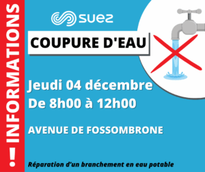 Lire la suite à propos de l’article COUPURE D’EAU JEUDI 04 DÉCEMBRE